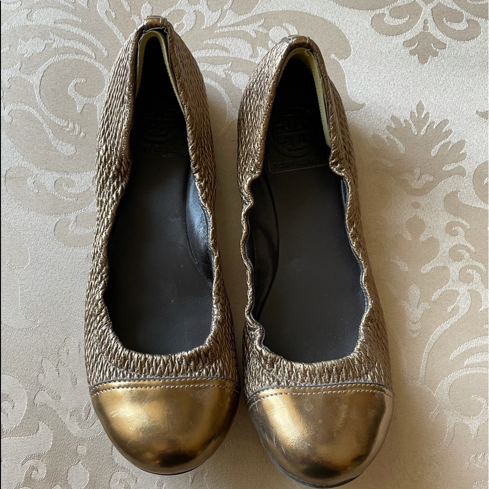 Tory Burch copper colored shoes